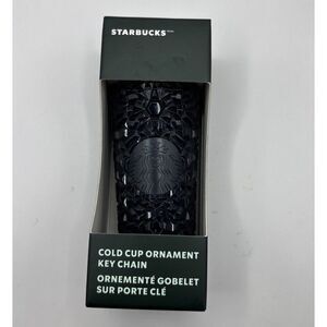Starbucks 2024 Cold Cup Key Chain Ornament Navy Gem Holiday Christmas New